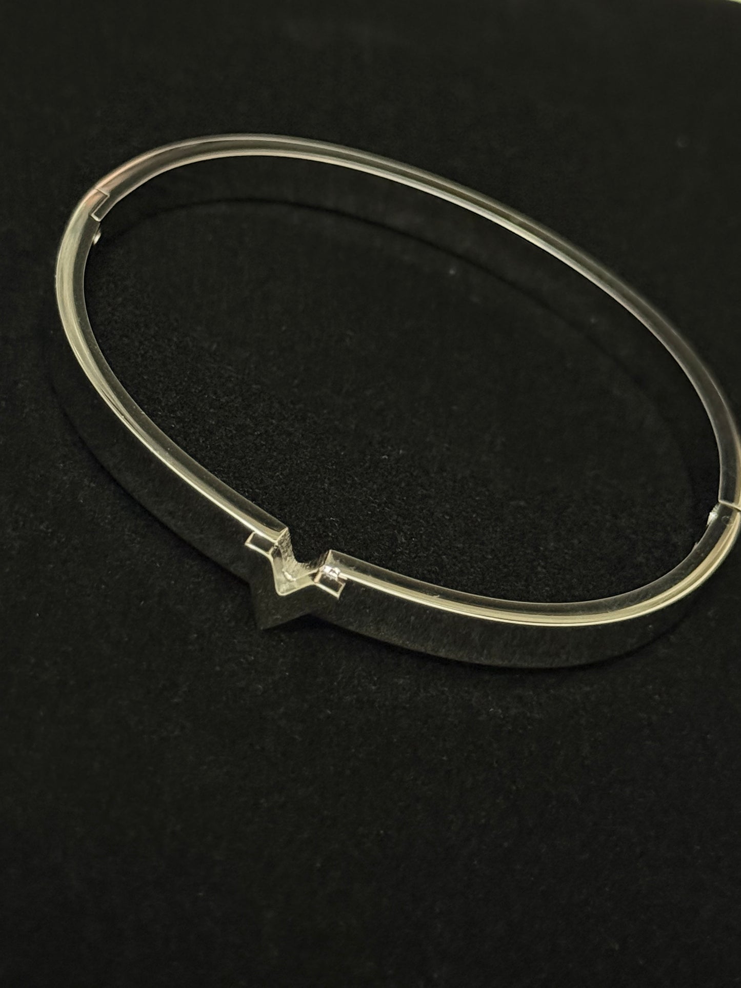 V Silver Bangle