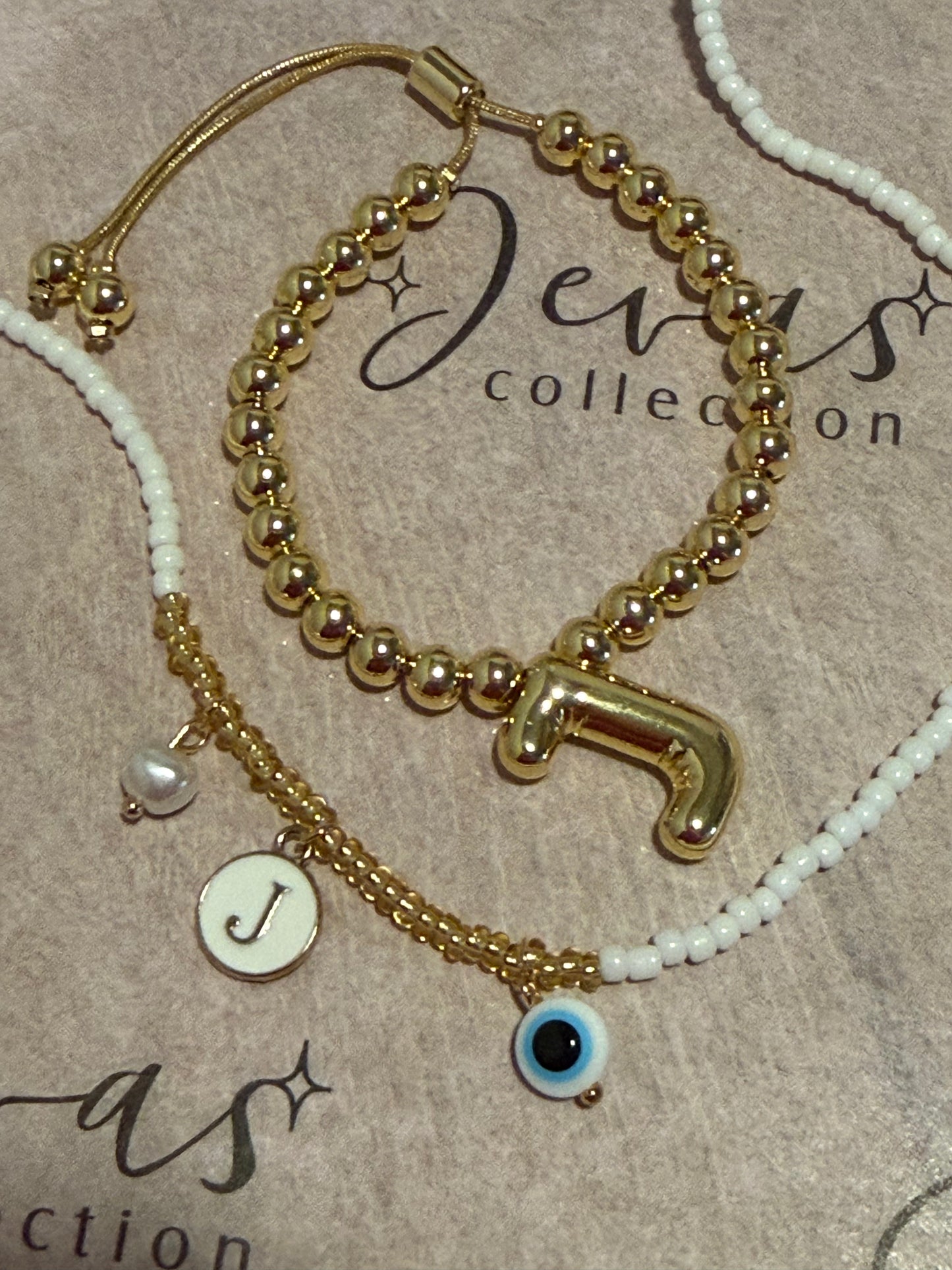 Letter Necklace & Bracelet Combo
